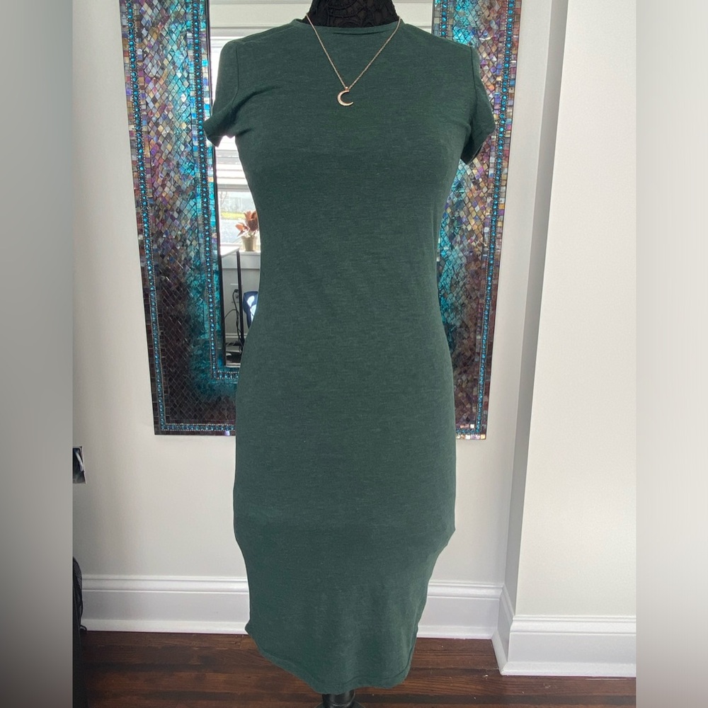 SHEIN Green Midi Fitted Dress